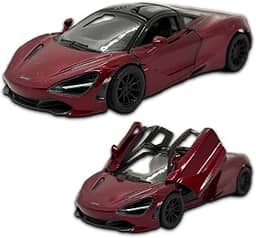 Miniatura de carro McLaren 720S em metal, 12 CM, 1/36, abertura de portas laterais, rodinhas de borracha com fricção, Carrinho de ferro Kinsmart (Vinho)