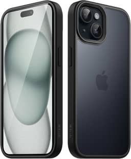 JETech Capa Fosca para iPhone 15 6,1 Polegadas, Proteção Contra Quedas de Grau Militar à Prova de Choque, Case Traseira Translúcida Fosca para Telefone, Capinha Anti-Impressão Digital (Preto)