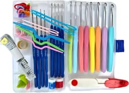 kit Crochê Completo Amigurumi 16 Agulhas Acessórios e Caixa Organizadora