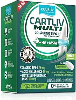 Equaliv Multi Cartliv – Colágeno Tipo II com Ácido Hialurônico para Melhora da Função Articular e Mobilidade – 60 Comprimidos