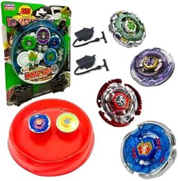 kit 4 Beyblades Tornado Com 2 Lançadores E Arena De Batalha