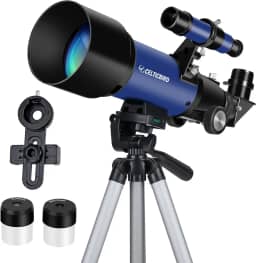 Telescópio para crianças iniciantes, 70 mm abertura 400 mm telescópio refratário astronômico para adultos estudantes - telescópios de viagem com tripé, adaptador de telefone (azul oceano)