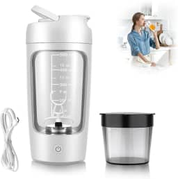 Garrafa elétrica de shaker de proteína, sem BPA, garrafas de liquidificador, misturador portátil de vórtice recarregável de 650 ml, copo de agitação automática, caneca de mistura para café (Branco)