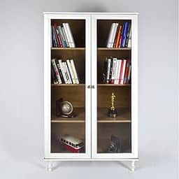 Estante Para Livros Ditália 2 Portas Vidro E-957 Cor:branco