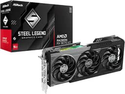 Placa de Vídeo ASRock RX 9070 XT Steel Legend Dark – 16GB GDDR6, RDNA 3, Ray Tracing, PCIe 4.0, Triple Fan – 90-GA5VZZ-00UANF