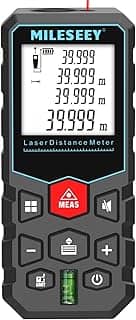 MiLESEEY Medida a laser, fita métrica a laser, precisão de ± 2 mm com área, medição de volume, iluminação LCD, função silenciosa, IP54, bateria incluída