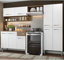 Cozinha Compacta Madesa Emilly Pop Com Armário e Balcão - Rustic/branco