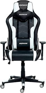 MAX RACER - Cadeira Gamer Tactical - Poltronas Gamer de Aço, Cadeira Ergonômica para Jogos - Até150kg, Braços 3D, Giratória, Tecido Sintético P.U, Inclinação 180°, Almofada Cervical e Lombar - Branca