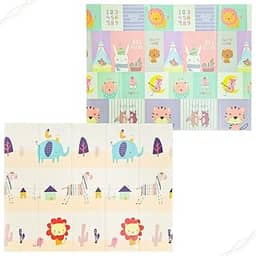 Tapete de Atividades Infantil Tatame Portátil dos Bebês e Crianças, Dupla Face, Dobrável, Macio, Gigante - Fácil de Guardar (LEÃOZINHO)