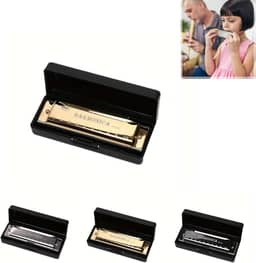 Gaita de titânio de 10 furos com furos numerados, instrumento para iniciantes, afinação C, adequada para festas e feriados, ouro