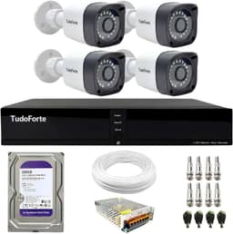 Kit CFTV 4 Câmeras Segurança Full HD DVR 4 Canais Com HD Completo