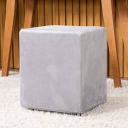 Capa de Puff Quadrado Avulsa Lisa Ajustável com Elástico - Tecido Veludo Suede Decoração Banquinho Luxo Para Sala Quarto Pufe Banco Protetor Banqueta Centro (Cinza)