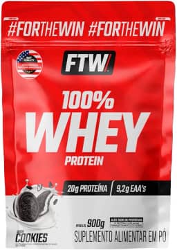 FTW 100% Whey Protein com Proteína Concentrada WPC, Suplemento Alimentar Pós-Treino em Pó com Fonte de Proteína do Soro do Leite, Alto Valor Biológico, Sem Glúten – Refil 900g (Cookies)