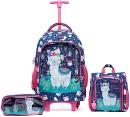 Kit Mochila Rodinhas Infantil Lancheira Viagem Estojo