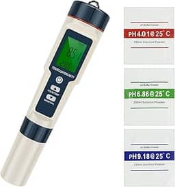 Termômetro 5 em 1 PH/TDS/EC/Salinidade/Visor LCD, Medidor de PH, Testador Digital, Design de Retroiluminação de Alta Precisão, Medidor de Salinidade da Água com Compensação de Temperatura para Piscina