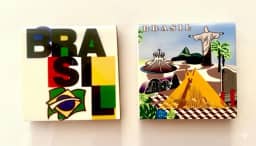 Imã de Geladeira de Cerâmica Cristo Redentor/Brasil Moderno. Kit 02 Unidades. Lembrança do Brasil/BRASILMANIA/Presente Colecionável/Turista/Gifts Intercâmbio/Decoração Geladeira/Souvenir do Brasil.