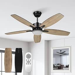 Ventilador de Teto 106,7cm, Ventilador de Teto com Luz LED e Controle Remoto, Motor DC Reversível, 6 Velocidades, Bivolt 110-220V