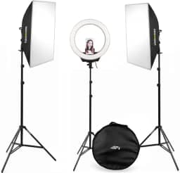 Luz de estúdio LED Softbox com Iluminador e Ring Light