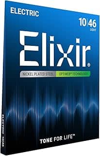 Elixir Cordas para guitarra elétrica Strings 19052 de níquel revestido, leves (.010-.046)