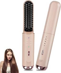 Escova Alisadora, Escova Secadora Rotativa, Carregamento Tipo C, Escova Giratória Secadora, Escova Modeladora Portátil Sem Fio, Três Opções de Temperatura, Escova Magic Brush, Escova Modeladora