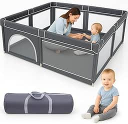 Cercado Para Bebês Chiqueirinho Playground Infantil Grande Desmontável Resistente Com Bolsa De Transporte CERCADINHO -180x150x68 - MJ BRANDS