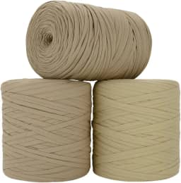 SYMEON Fio de Malha 1kg Ecologico Residual 140m Artesanato Crochê (Tons de bege)