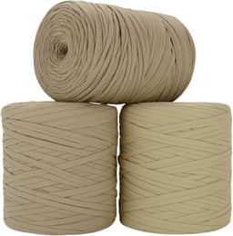 SYMEON Fio de Malha 1kg Ecologico Residual 140m Artesanato Crochê (Tons de bege)