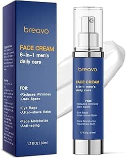 Breavo Creme Facial 6 Em 1 Para Homens: Hidratante Masculino, Antienvelhecimento - Tratamento Bolsas Nos Olhos E Rugas Masculinas 1,7 Oz