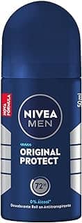 NIVEA MEN Desodorante Antitranspirante Roll On Masculino Original Protect - Proteção prolongada de 48h, tecnologia hidratante, ingredientes naturais, não causa irritações, fragrância duradoura - 50ml