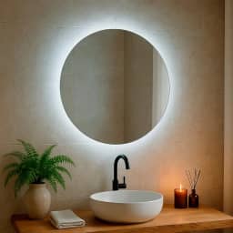 Espelho Redondo com Led 60cm 50cm 40cm 30cm Espelho Para Sala Quarto Banheiro de Parede Decorativo (Led Quente, 40cm)