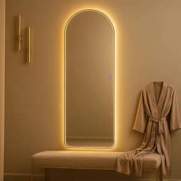 Espelho Arcos Lopazzi 90x40 com LED Touch Bivolt para Banheiro Quarto e Penteadeira Design Moderno Parede Decorativo Iluminação Fria e Quente