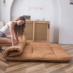 MAXYOYO Colchão de chão japonês, colchão futon, tapete de tatame espesso, almofada de dormir, dobrável, colchão dobrável, dormitório para meninos e meninas, almofada para crianças, travesseiro