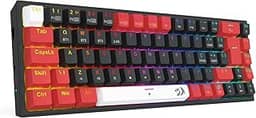TECLADO MECANICO GAMER REDRAGON CASTOR PRO RGB PRETO E VERMELHO SWITCH MARROM