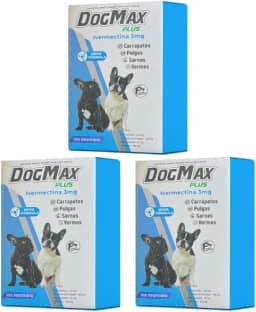 DogMax Plus - Ação 4 em 1 - Remédio para pulgas, carrapatos, vermes e sarna 12 Comprimidos 15kg