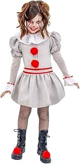 Fantasia Halloween Palhacinha IT Infantil 2 a 12 anos Vestido Palhaça Assustadora Anjo 408