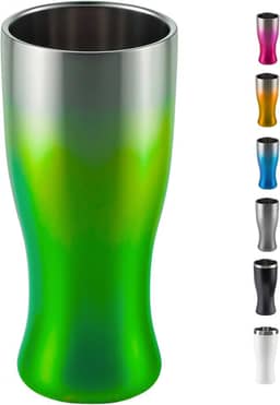 Copo Térmico Cerveja Inox 450 ml - Gelada 4 horas, Parede Dupla Isolamento, Base Emborrachada (Verde)