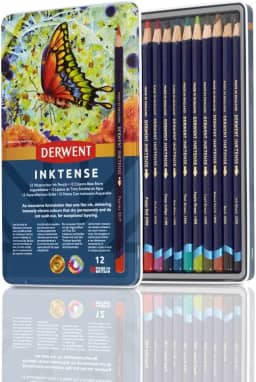 Derwent, Lápis de Cor Aquarelável Inktense 12 Cores Estojo Lata, 700928
