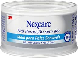 3M, Fita Adesiva Nexcare Remoção sem Dor, Fixação Forte, Para Curativos em Peles Sensíveis, Branca - 25 mm x 1,35 m