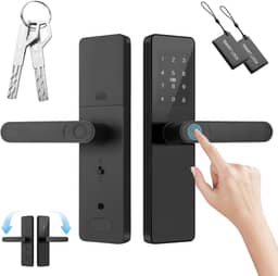 Fechadura Inteligente Biométrica, Fechadura digital avançada com impressão digital - 4 maneiras de desbloqueio, senha virtual, travamento automático, alarme de violação e cilindro de grau C