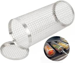 Grelha Cesto Cilindro Para Churrasco Em Aço Inox