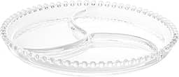WOLFF - Petisqueira de Cristal 23cm com 3 divisões - Transparente - Linnha Pearl