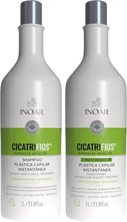 Inoar, Kit CicatriFios Plástica Capilar – Shampoo e Condicionador 2x1L, Redução de Frizz, Brilho Intenso, Hidratação Profunda, Proteção Térmica e Volume Controlado