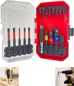 Kit Profissional de Bits e Adaptadores, 18 Peças, Compatível com Parafusos Phillips, Fenda e Hex, com Soquete e GuiaKit de Bits e Adaptadores – 18 Peças (PH, PZ, SL, H) + Soquete e Guia de Parafuso