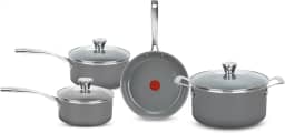 Jogo de Panelas Tefal Ceramic Vitality 4 Peças com Base de Indução, Cabos de Aço Inox, Revestimento Cerâmico e Tecnologia Thermo-Sinal®