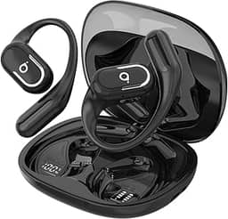 Fone De Ouvido Bluetooth Esportes, Basike T7, IPX6/OWS, Tela LED Dupla, Fone de Ouvido Estéreo Hi-Fi, Suporta Chamadas de Voz, 60 Horas em Standby Para Corrida e Exercícios ao Ar Livre (PRO Preto)