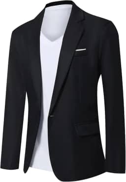 Blazer masculino casual, justo, com um botão, leve, para uso diário