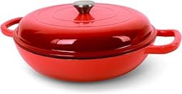 UFEH Forno holandês de ferro fundido esmaltado, panela de forno holandês de 3,8 litros com tampa, panela de ferro fundido antiaderente, seguro para forno redondo até 260 °C, use para marinar, cozinhar