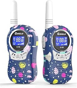 QNIGLO Q168Plus Walkie Talkie recarregável para crianças, comunicação FRS, equipamento de espionagem esconde-esconde, melhor presente de brinquedo para crianças, com baterias de lítio (azul camuflado)