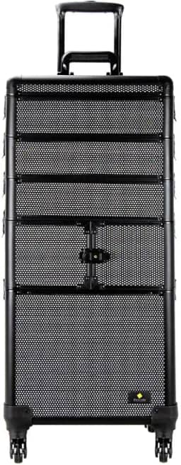 Maleta Maquiagem Profissional Alumínio Abs 4 em 1 Pelegrin Pel-m1026 Preta Cristal