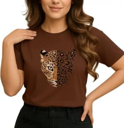 Camiseta Feminina Básica 100% Algodão T-shirt Onça
